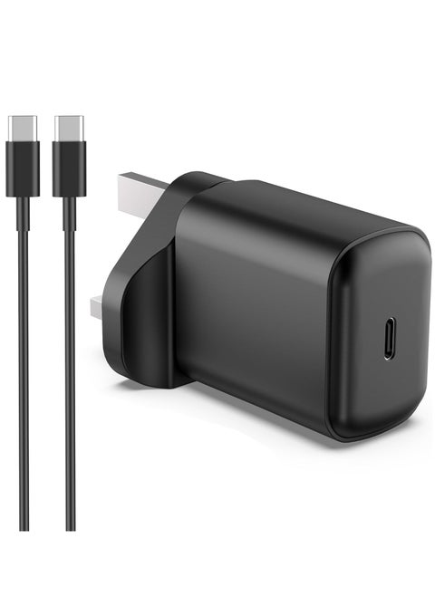 شاحن سريع 25 وات بمنفذ USB C، مع كابل بطول 2 متر لهاتف Samsung Galaxy S23/S22/S21+/S21/S20+/S20/S9/S8 Ultra Plus Flip 3/Z Fold 3 5G