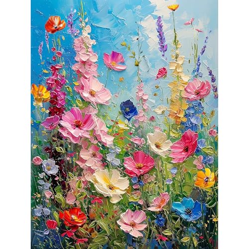 Hutarosl Wild Flowers Diamond Art Kits for Adults - Flowers Diamond Painting for Adults, Flower Gem Painting for Adult and Crafts Home Decor 12x16inch - Image 1