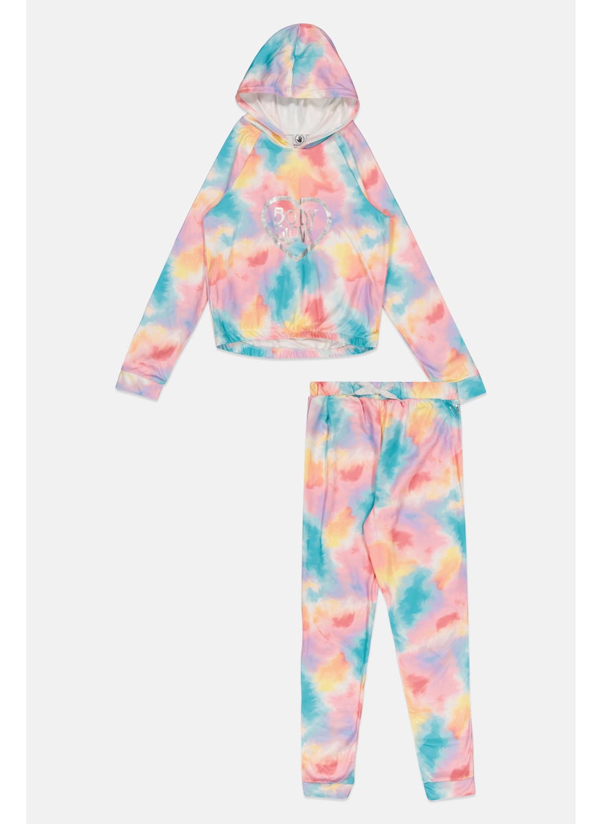 Body Glove Kids Girl 2 Pcs Brand Logo Hoodie And Sweatpants Set, Multicolor  - Image 1