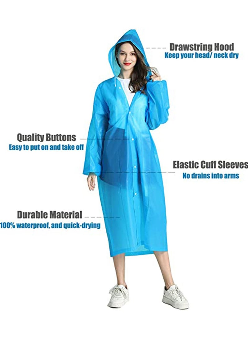 Y&D Raincoat, 2 Pack Portable EVA Backpack and Long Rain Coats Reusable Poncho with Hood Elastic Cuff Sleeves for Men Women Travel, Songkran, Amusement Park, Rainy day  - Image 3