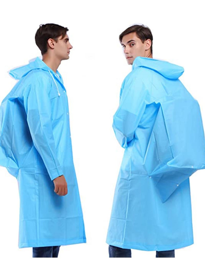 Y&D Raincoat, 2 Pack Portable EVA Backpack and Long Rain Coats Reusable Poncho with Hood Elastic Cuff Sleeves for Men Women Travel, Songkran, Amusement Park, Rainy day  - Image 5