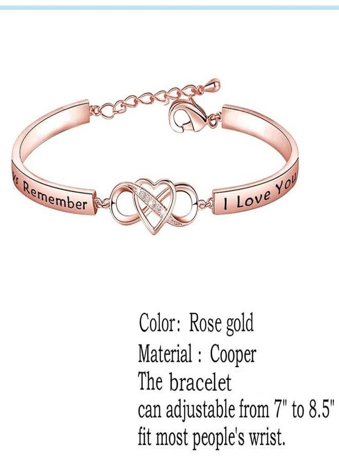 FEELMEM Mom Gifts Bracelet Always Remember I Love You Mom Infinity Love Heart Bracelet Mom Birthday Gifts from Daughter (gold-1) - Image 2