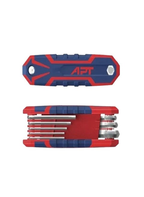 Allen Key Folding Set APT, 8 Pcs, 9mm Size, Chrome Vanadium Satin, AH5715018 - Multicolor