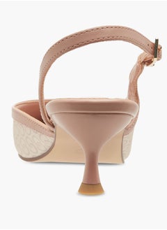 Celeste Women's Monogram Print Shoes with Buckle Closure and Kitten Heels  - Image 4