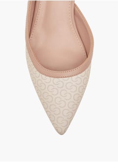 Celeste Women's Monogram Print Shoes with Buckle Closure and Kitten Heels  - Image 5