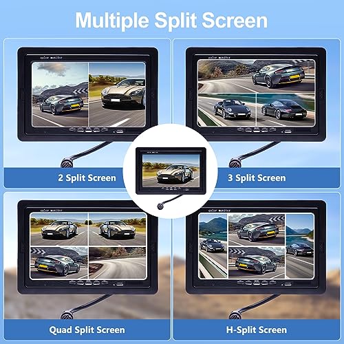 Camecho Vehicle Backup Camera 4 Split Monitor Front View Rear View Camera Auto 18 IR Night Vision Waterproof Aviation 4 Pins Connector LCD Monitor for Trucks RV Trailer Bus - Image 3