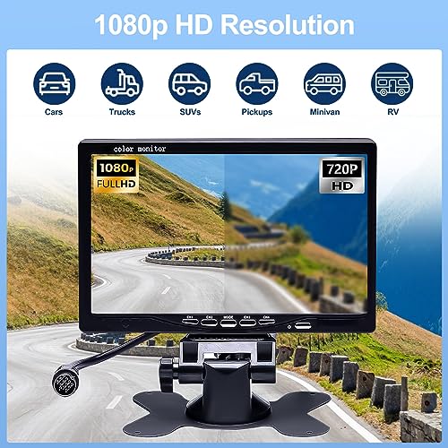 Camecho Vehicle Backup Camera 4 Split Monitor Front View Rear View Camera Auto 18 IR Night Vision Waterproof Aviation 4 Pins Connector LCD Monitor for Trucks RV Trailer Bus - Image 2