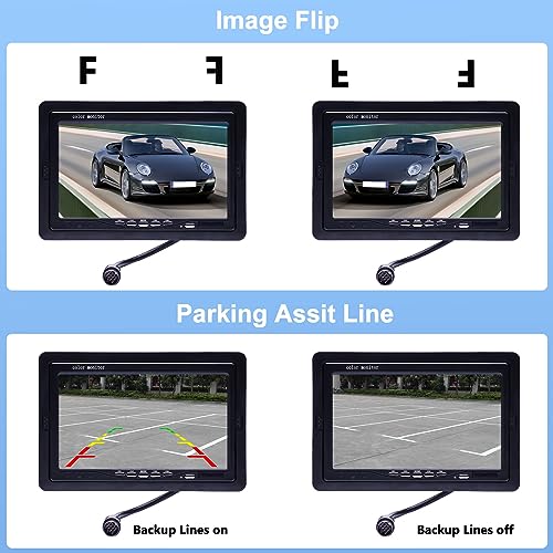 Camecho Vehicle Backup Camera 4 Split Monitor Front View Rear View Camera Auto 18 IR Night Vision Waterproof Aviation 4 Pins Connector LCD Monitor for Trucks RV Trailer Bus - Image 4