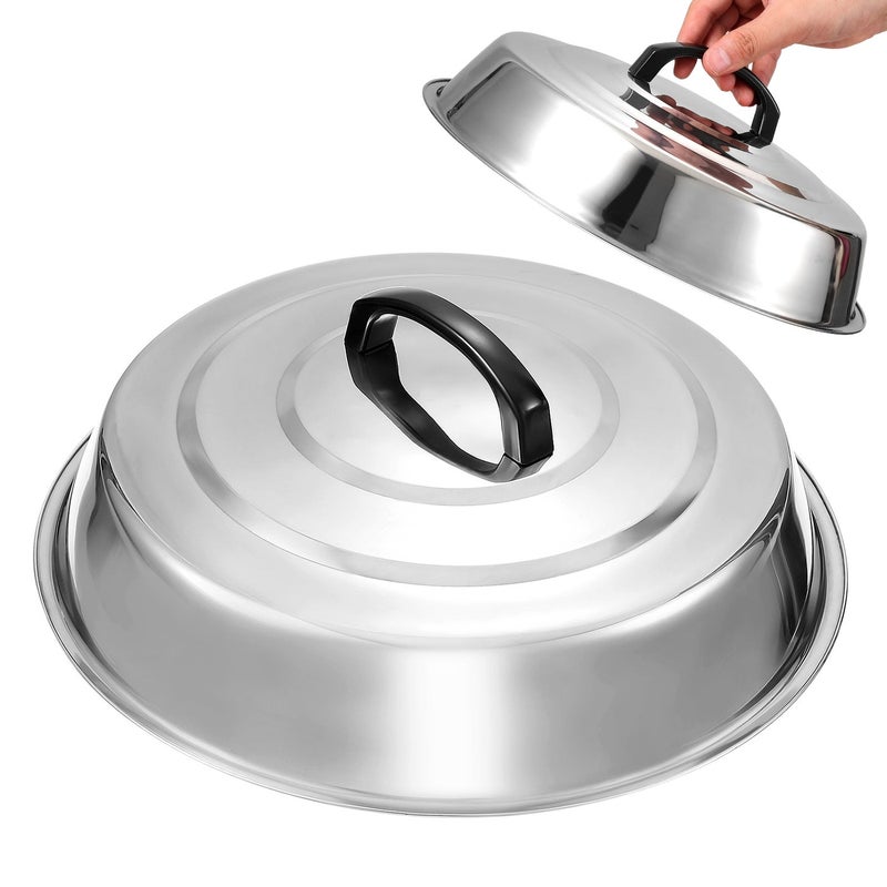 Stainless Steel Pot Lid Round Basting Cover Steaming Cover Cookware For Flat Top Griddle Grill - Image 1