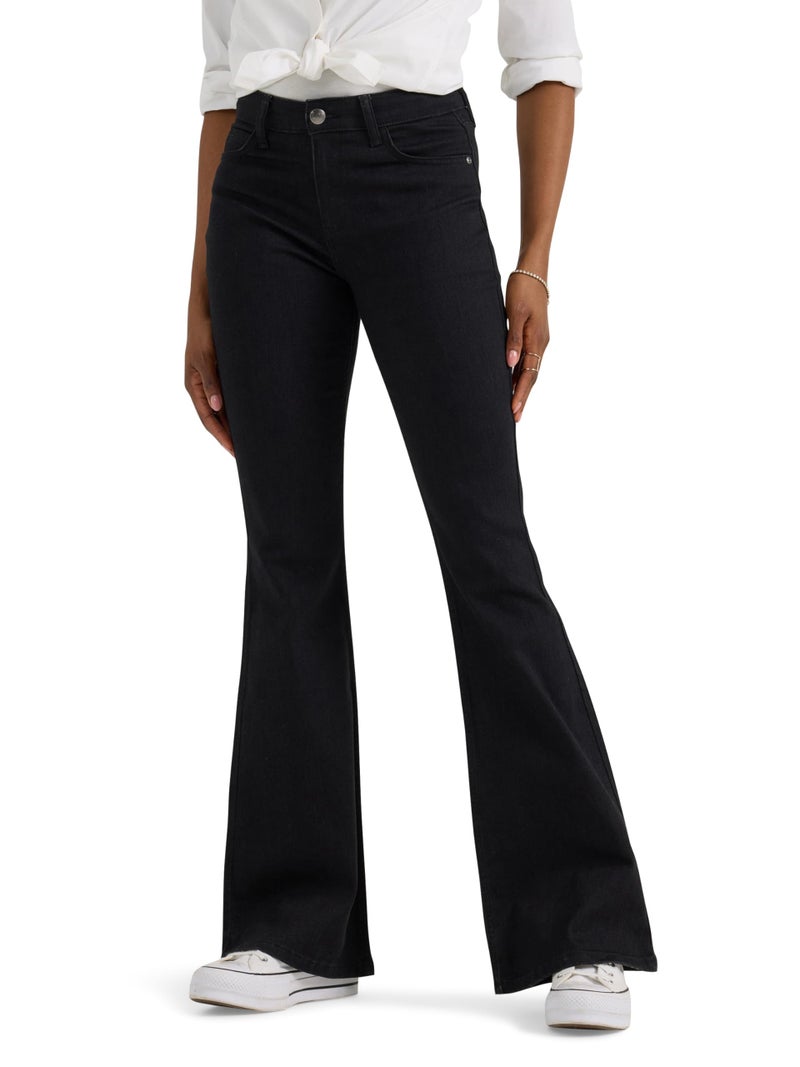 Lee Women's Legendary Mid Rise Flare Jean, Black, 12 - Image 1
