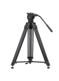 KINGJOY VT-2500 Professional Mg-Al Alloy Video Photo Tripod Kit 360°Panorama Pan Fluid Ball Head for DSLR Camera Video Recorder DV Max Height 61 Inch Max Load 15KG