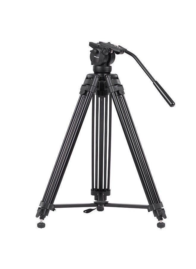 Kingjoy - KINGJOY VT-2500 Professional Mg-Al Alloy Video Photo Tripod Kit 360°Panorama Pan Fluid Ball Head for DSLR Camera Video Recorder DV Max Height 61 Inch Max Load 15KG - Image 1