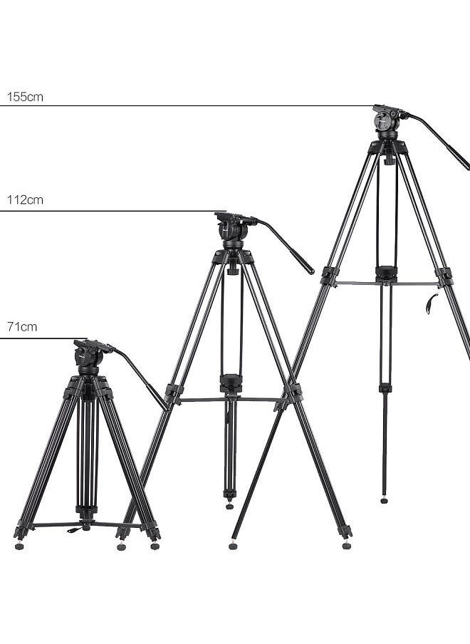 Kingjoy - KINGJOY VT-2500 Professional Mg-Al Alloy Video Photo Tripod Kit 360°Panorama Pan Fluid Ball Head for DSLR Camera Video Recorder DV Max Height 61 Inch Max Load 15KG - Image 1