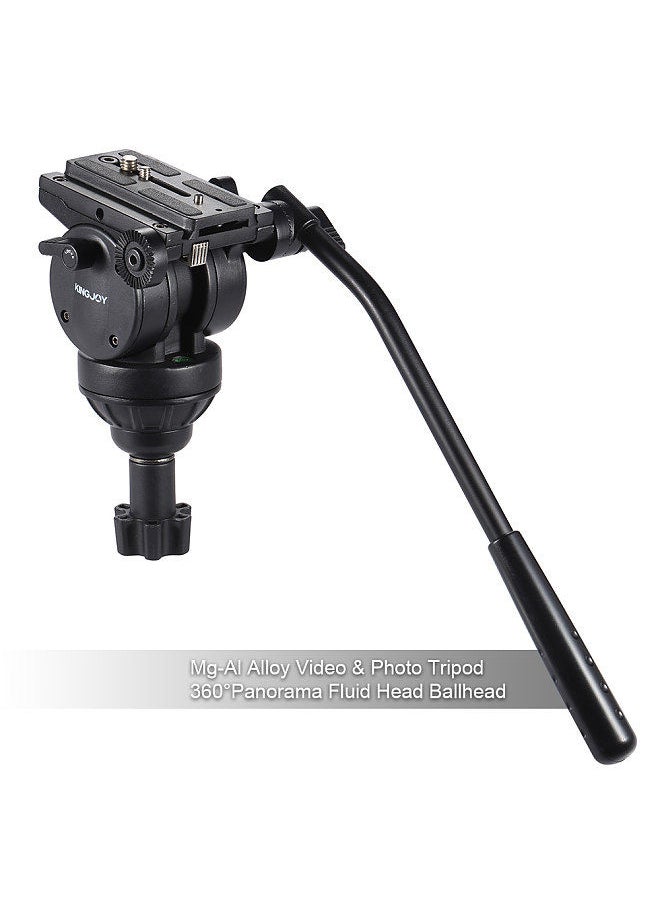 Kingjoy - KINGJOY VT-2500 Professional Mg-Al Alloy Video Photo Tripod Kit 360°Panorama Pan Fluid Ball Head for DSLR Camera Video Recorder DV Max Height 61 Inch Max Load 15KG - Image 1