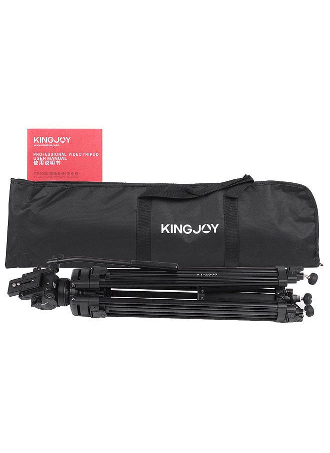 Kingjoy - KINGJOY VT-2500 Professional Mg-Al Alloy Video Photo Tripod Kit 360°Panorama Pan Fluid Ball Head for DSLR Camera Video Recorder DV Max Height 61 Inch Max Load 15KG - Image 1