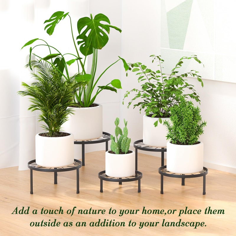 RANRTI 5-Pack Decent Metal Plant Stand Indoor, Assembly Free Plant Stands for Multiple Plants Outdoor, Anti-Rust Flower Display Stand, Corner Plant Shelf for Home Patio Gardening Decor (Black) - Image 5