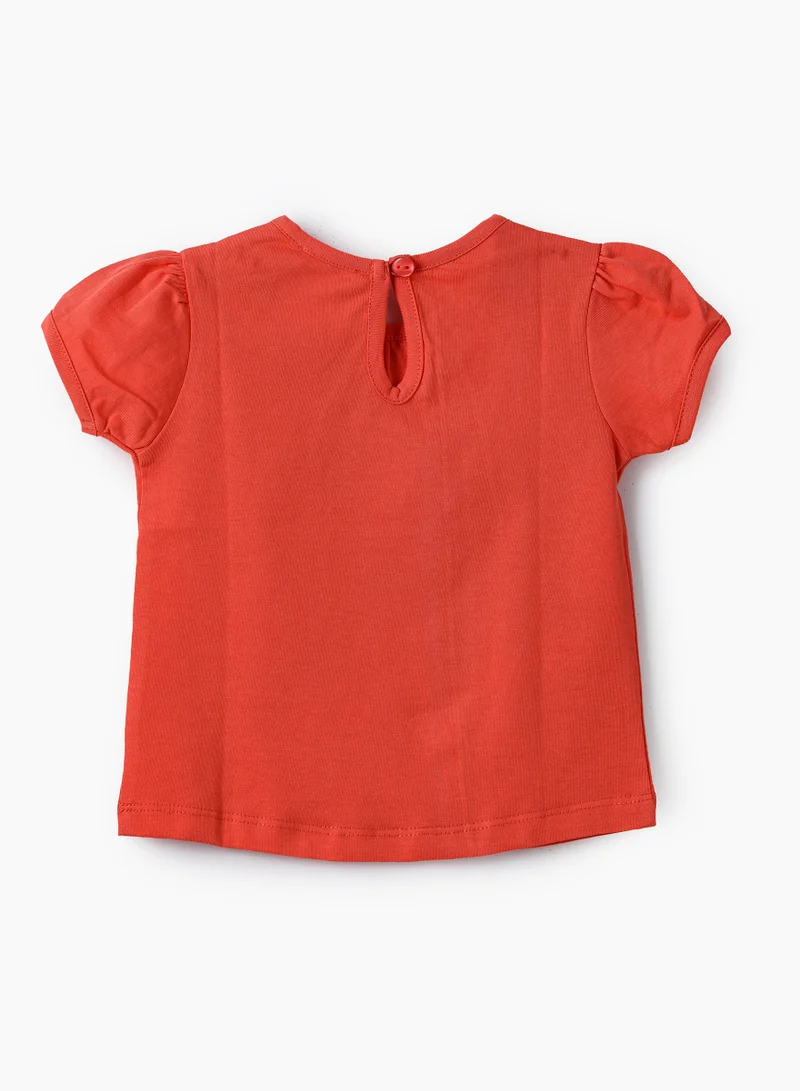 جيلين Girls Red Flower Graphic Cap Sleeve Tee