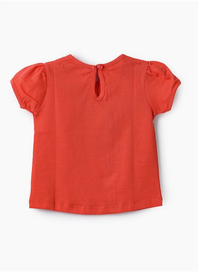 Jelliene Girls Red Flower Graphic Cap Sleeve Tee  - Image 2