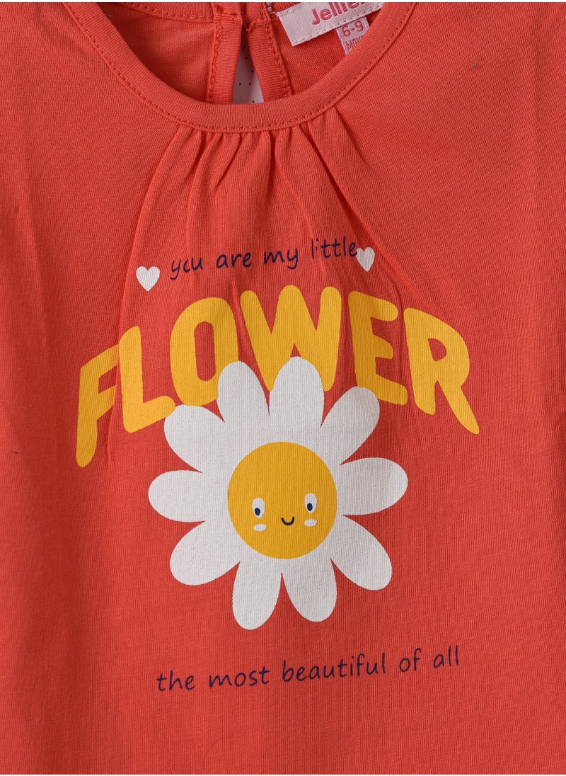 Jelliene Girls Red Flower Graphic Cap Sleeve Tee  - Image 3