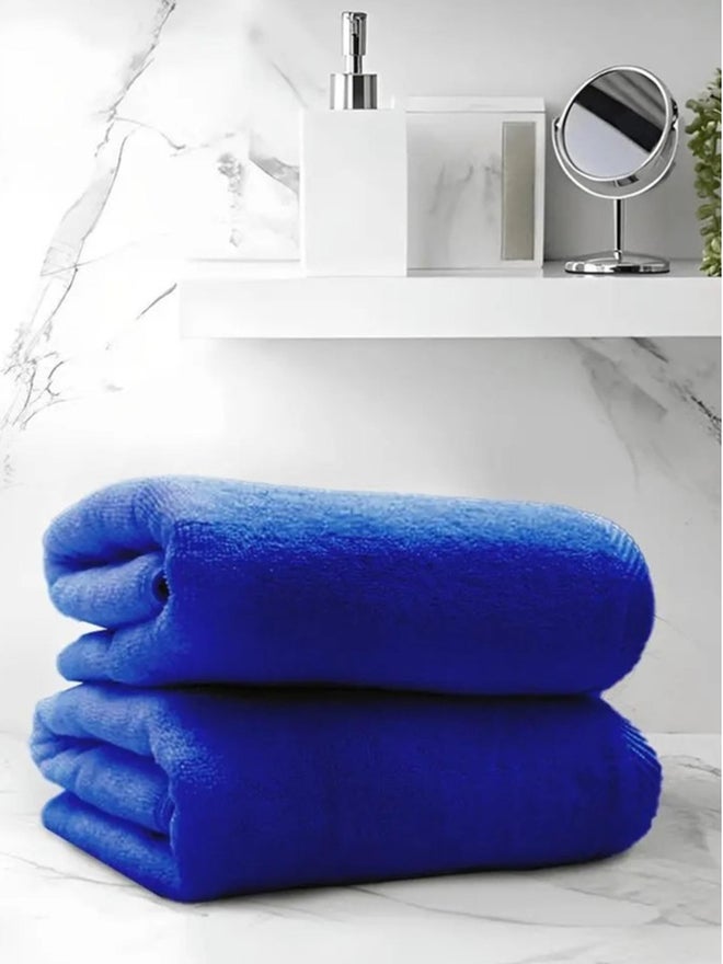 1CHASE Pack of 2 - Cotton Bath Towel, Blue 70x140cm - Image 1