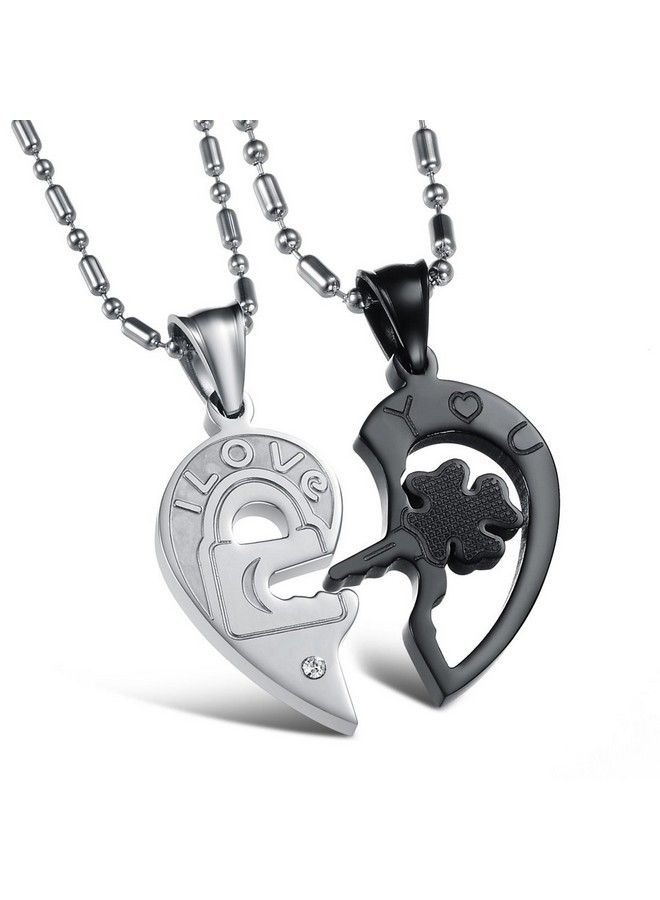 Oidea Stainless Steel His Hers I Love You Key To Heart Puzzle Pendant Necklace With Gift Bag - Image 4