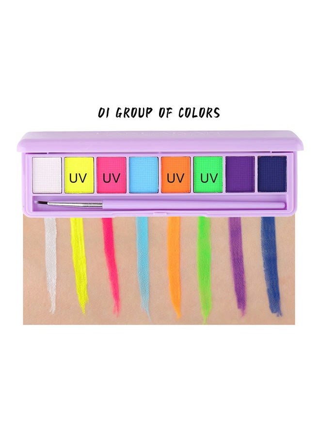 MEICOLY 2 Packs Water Activated Eye Liner Palette,Neon Face Paint Colored Retro Hydra Liner,Water Activated Eyeliner,Matte Graphic Eyeliner,UV Blacklight Glow Black White Face Body Paint,16 Colors - Image 4