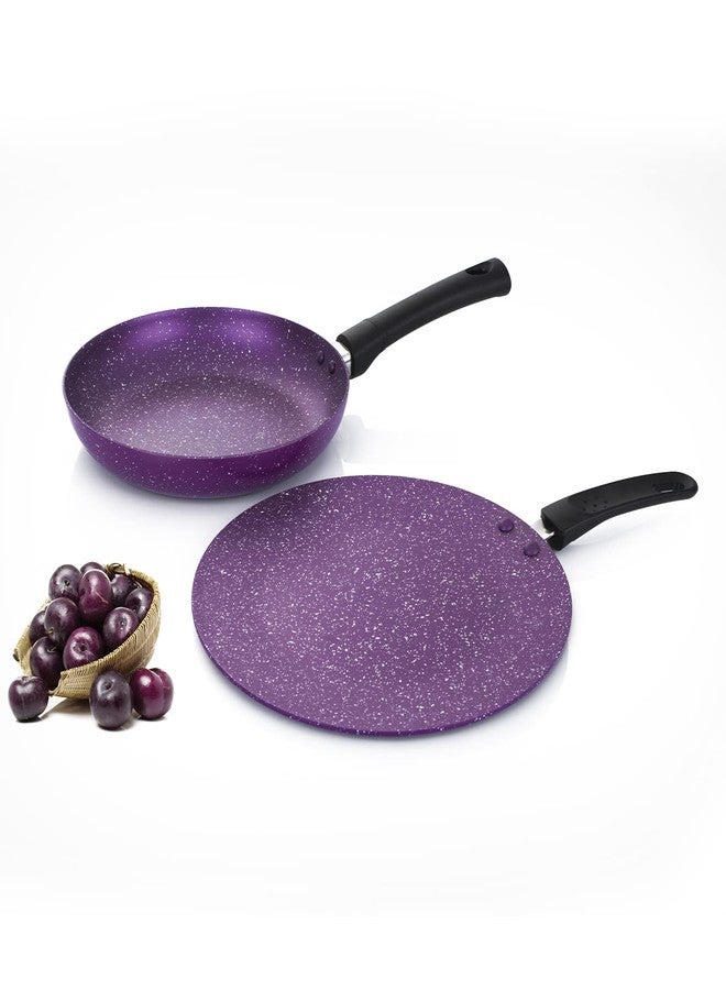 Alda Non Stick Cookware Set 4-Piece (Wok with Lid, Fry Pan, Crepe Pan) - Plum 3mm Induction Friendly | 1 Year Warranty - Image 2
