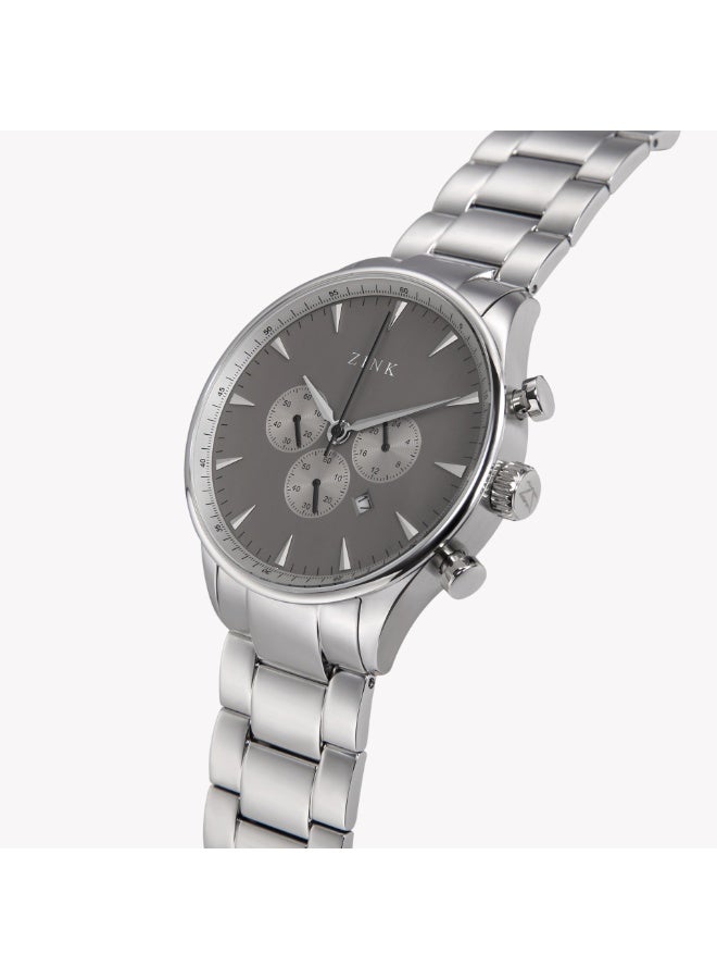 زنك ساعة زينك للرجال من الفولاذ المقاوم للصدأ فضية | ZK127G2SS-36 - Image 2