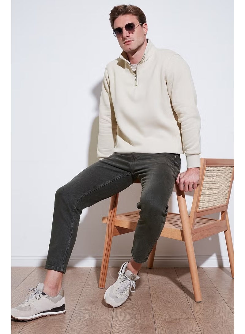 Buratti Cotton Regular Fit Half Zipper Stand Collar Sweat Men's Sweat 59052592 - Image 2