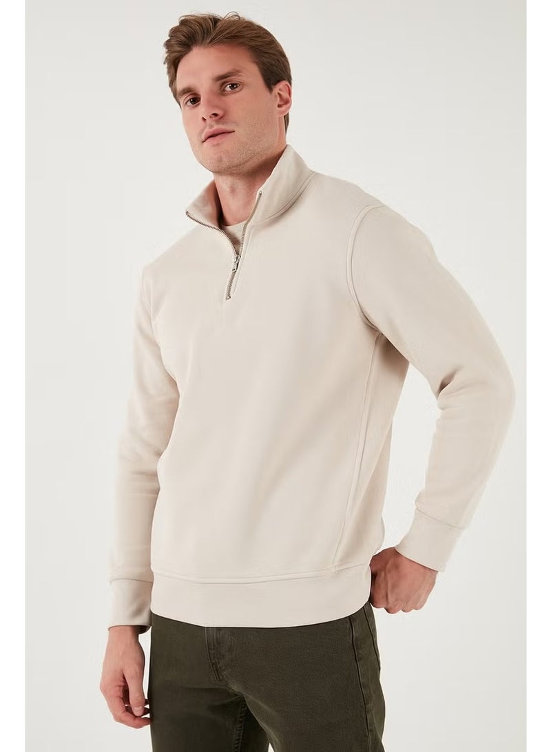 Buratti Cotton Regular Fit Half Zipper Stand Collar Sweat Men's Sweat 59052592 - Image 3