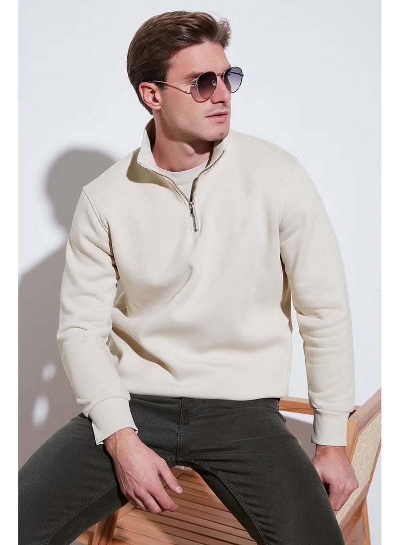 Buratti Cotton Regular Fit Half Zipper Stand Collar Sweat Men's Sweat 59052592 - Image 1