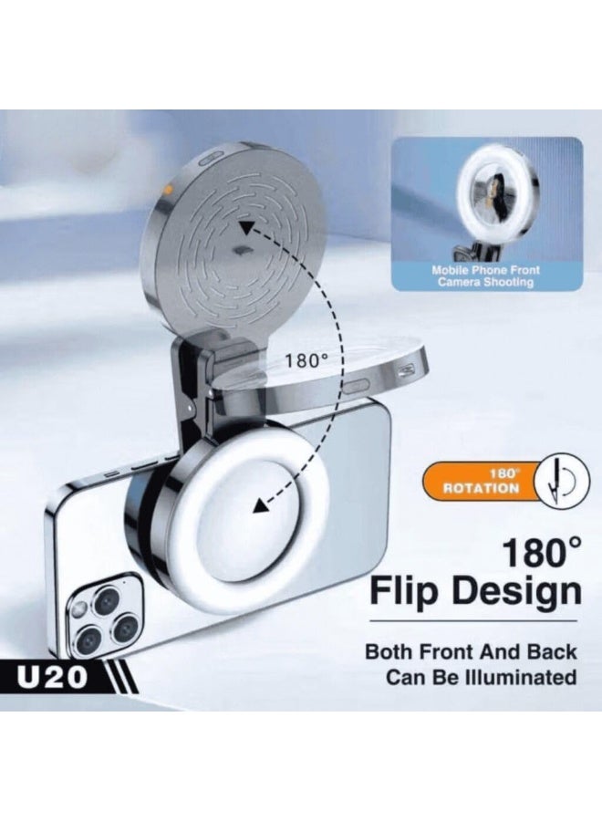 PLOKAMA Upgraded Mini Clip-on Ring Light with Portable LED Light for Phone, 4 Color Lighting Modes and Adjustable Selfie Light for Makeup, Vlogging and Photos Ring Light (U20) - Image 2