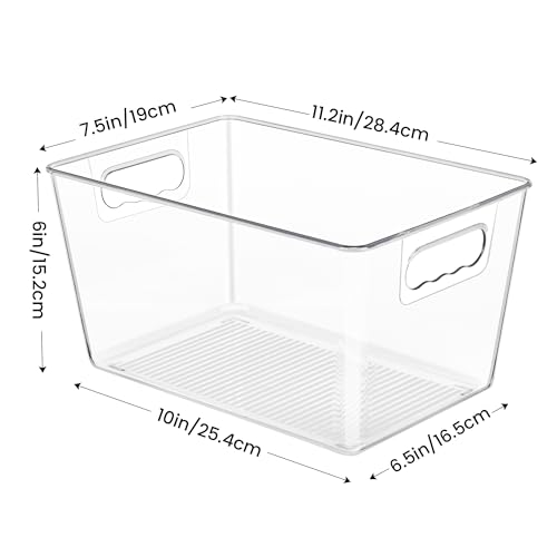 YIHONG Clear Pantry Storage Organizer Bins, 10 Pack Plastic Food Storage Bins with Handle for Kitchen,Refrigerator, Freezer,Cabinet Organization and Storage - Image 2