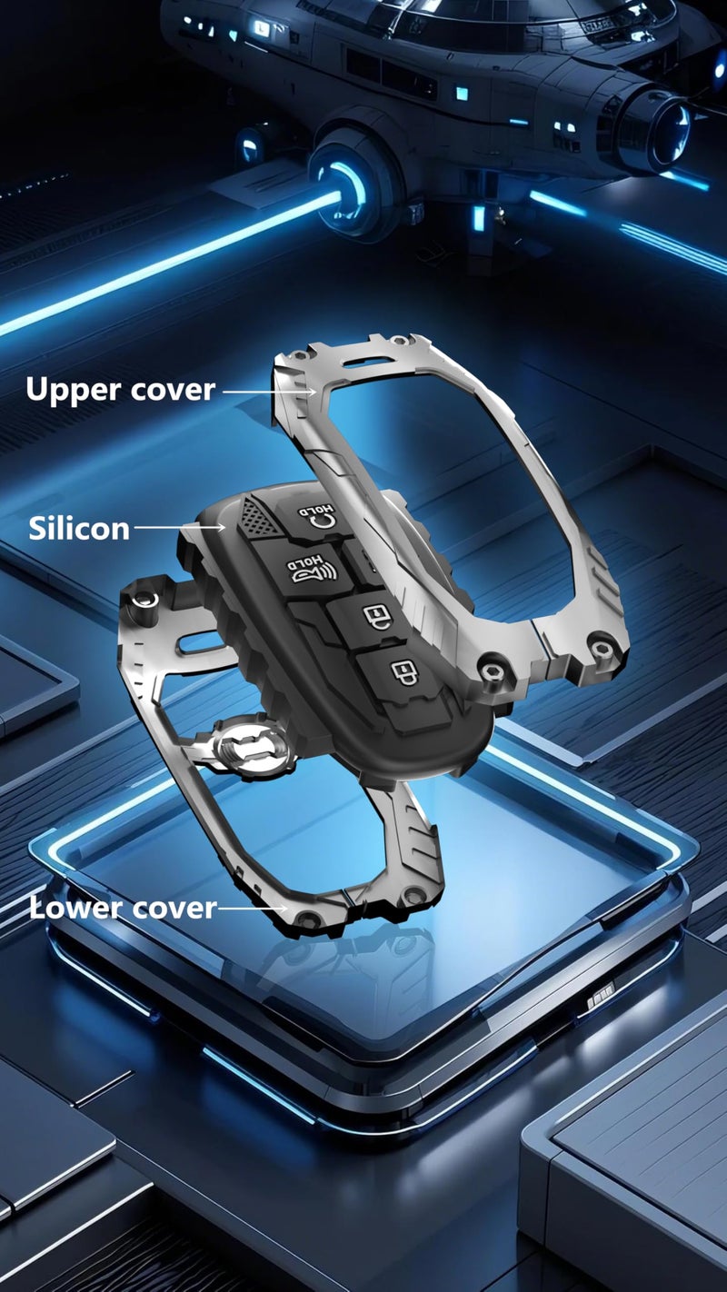 TALKMOON Key Fob Cover for Hyundai 5 Buttons Key Case,Heavy Key Shell Protector Keychain Accessories for 2024 2023 2022 Hyundai Sonata Tucson Santa fe Palisade Key Fob (Model-A-Silver) - Image 5