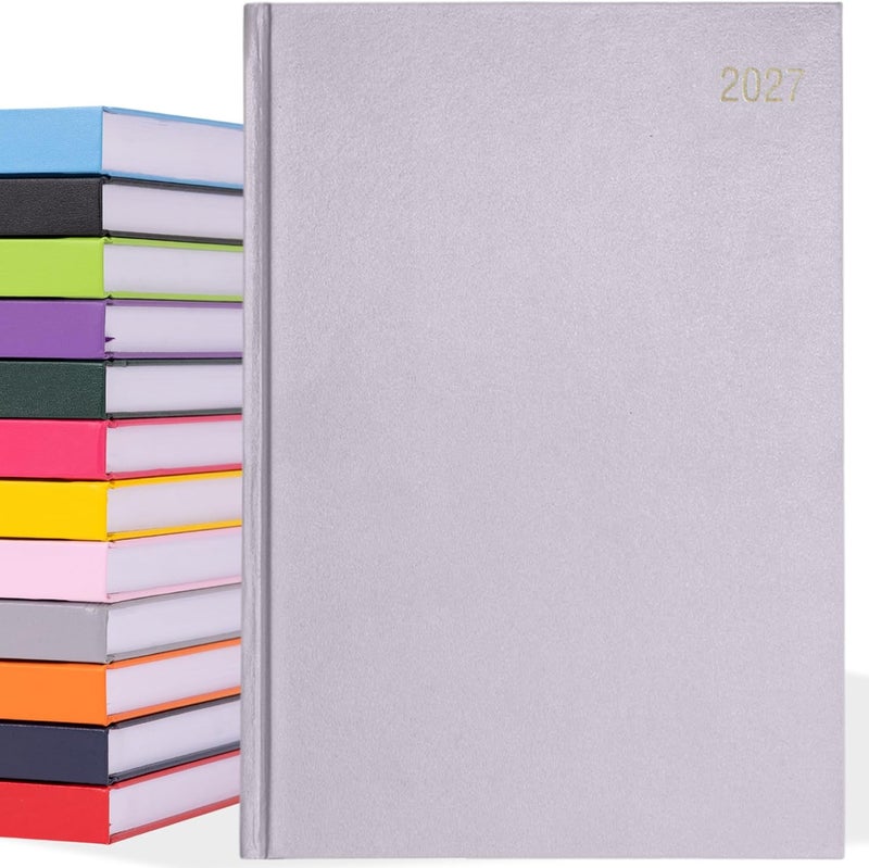 evelay 2025 A4 A5 Day to Page Diary Full Year Planner Desk Hardback Academic Organiser for Home Office School (A4 Page a Day, Light Grey) - Image 1