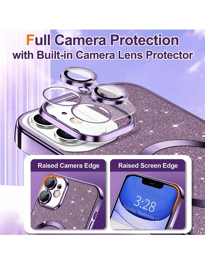 ShebSheb iPhone 11 Case Glitter, Clear Magnetic Phone Cases with Camera Lens Protector [Compatible with MagSafe] Bling Sparkle Plating Soft TPU Slim Shockproof Protective Cover Women Girls  - Image 4