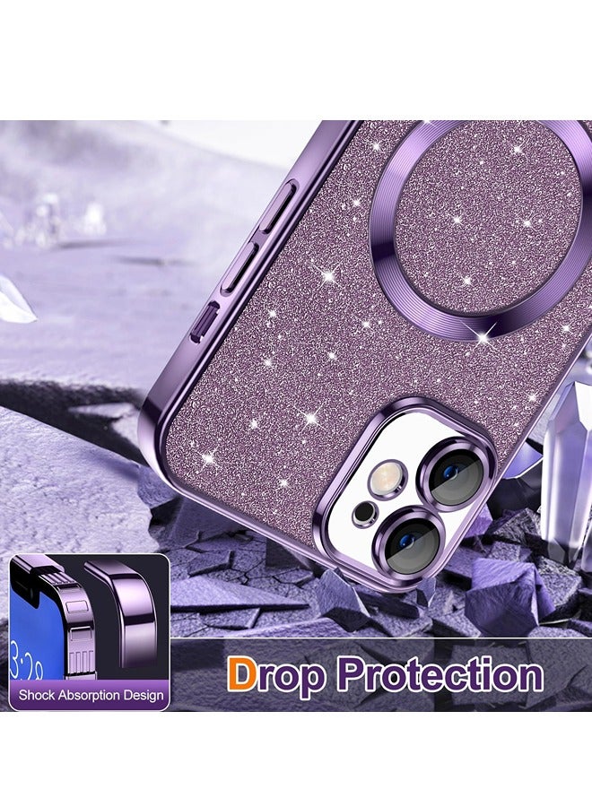ShebSheb iPhone 11 Case Glitter, Clear Magnetic Phone Cases with Camera Lens Protector [Compatible with MagSafe] Bling Sparkle Plating Soft TPU Slim Shockproof Protective Cover Women Girls  - Image 5