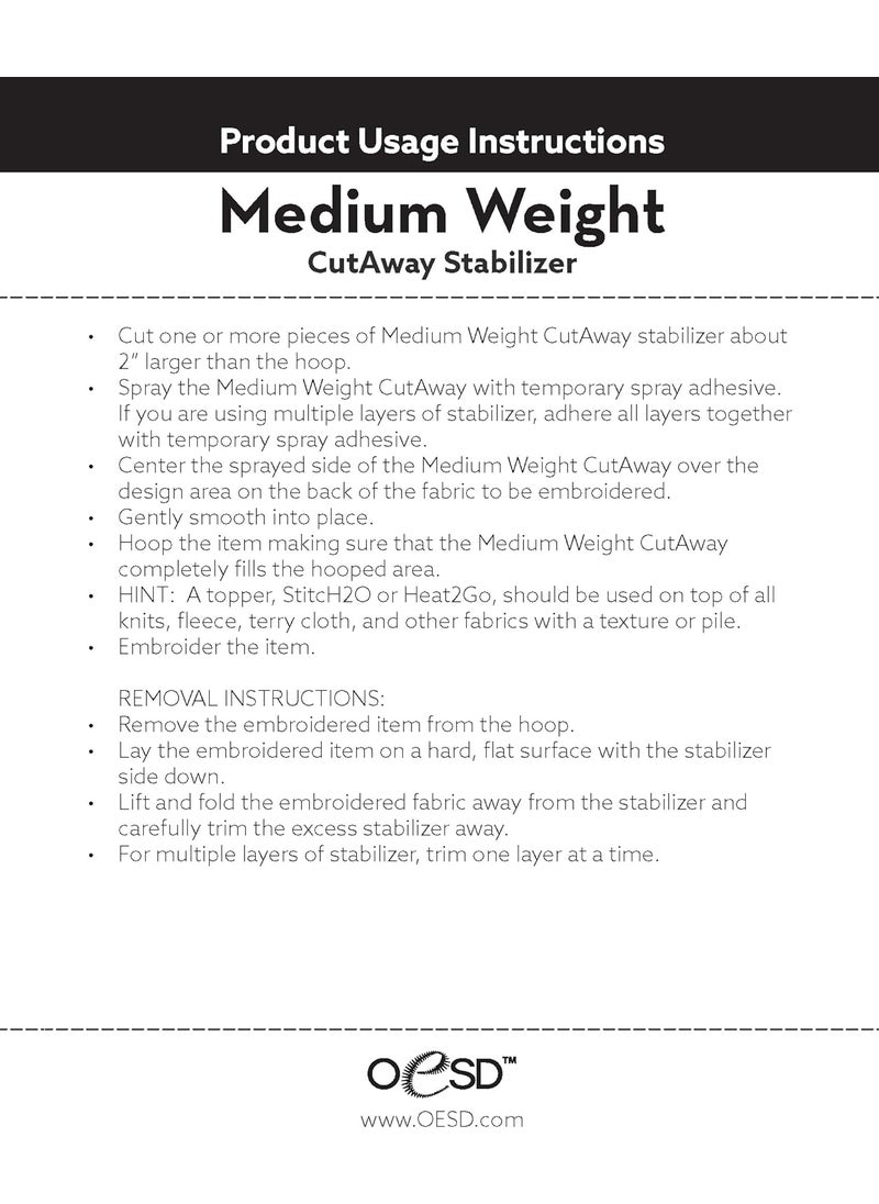 OESD OESD Medium Weight Cut Away Embroidery Stabilizer 10 x 10 Yd Roll  - Image 3