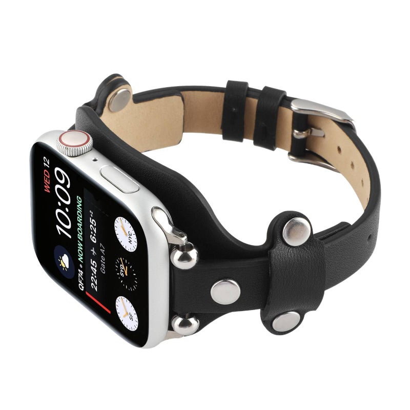 Leather Portable Compatible with Apple Watch Beige Smartwatch Band for daily smartwatch wear and replacement strap Everyday Use Home Use Travel - Image 4