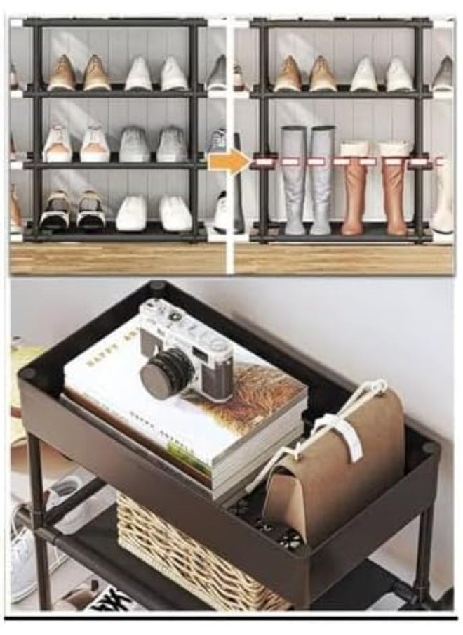Modern 3-shelf shoe rack, elegant design, made of high-quality materials, black, size 95 cm, width 65 cm, height, shoe organizer with a practical design DH