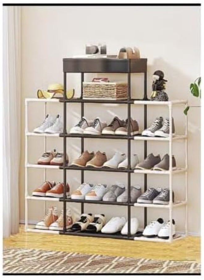Modern 3-shelf shoe rack, elegant design, made of high-quality materials, black, size 95 cm, width 65 cm, height, shoe organizer with a practical design DH