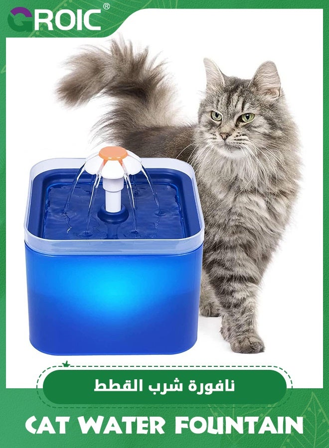GROIC Cat Water Fountain, 2L Automatic Pet Dispenser, Dog Ultra Quiet Drinking Fountains With Intelligent Pump And LED Light,3 Modes Fountain - Image 1