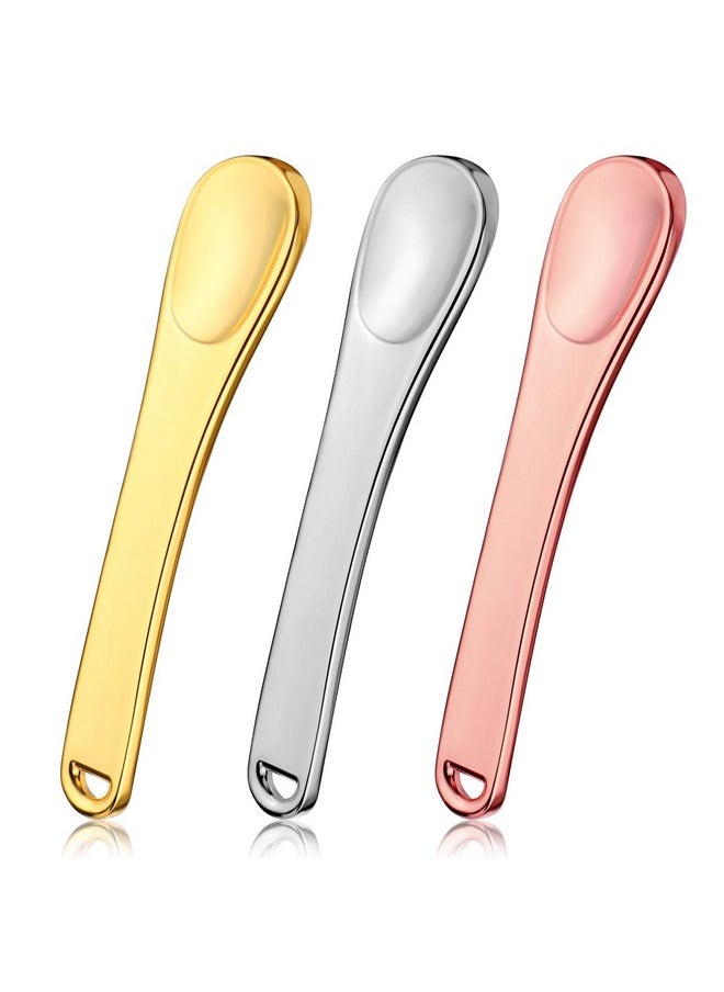 Prasacco 3 Pcs Skincare Spatula Metal Makeup Spatula Mini Cosmetic Spatula Small Scoops Facial Applicator Tool Beauty Spatula For Face Mask Eye Cream Lotions Moisturizers  - Image 1