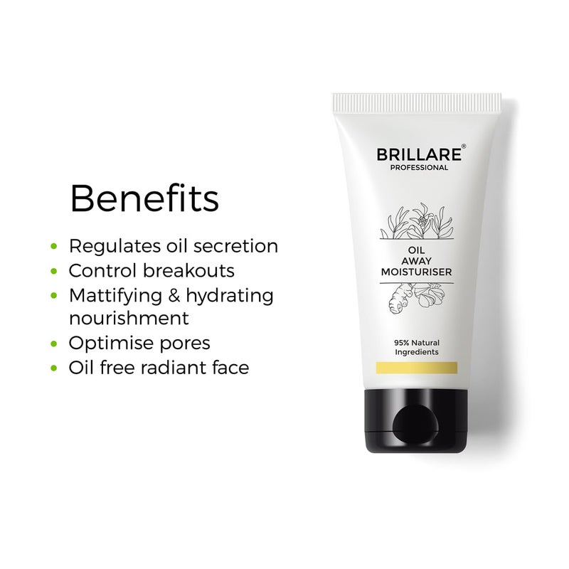 Brillare Professional Oil Away Natural Moisturiser With Tea Tree and Turmeric For Oily Acne Prone Skin 50 ML - Image 3