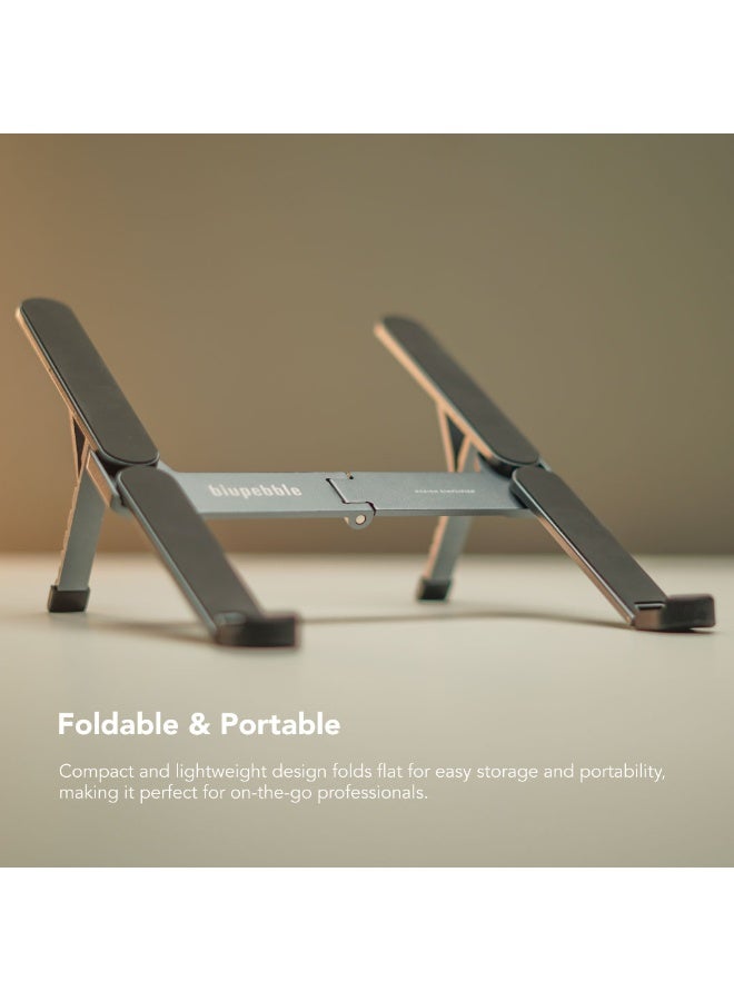 blupebble FlexiStand Foldable Aluminum Laptop Stand | Adjustable & Portable Ergonomic Riser for MacBook, Dell, HP, Lenovo & More | Heat Dissipation, Anti-Slip Design - Image 2