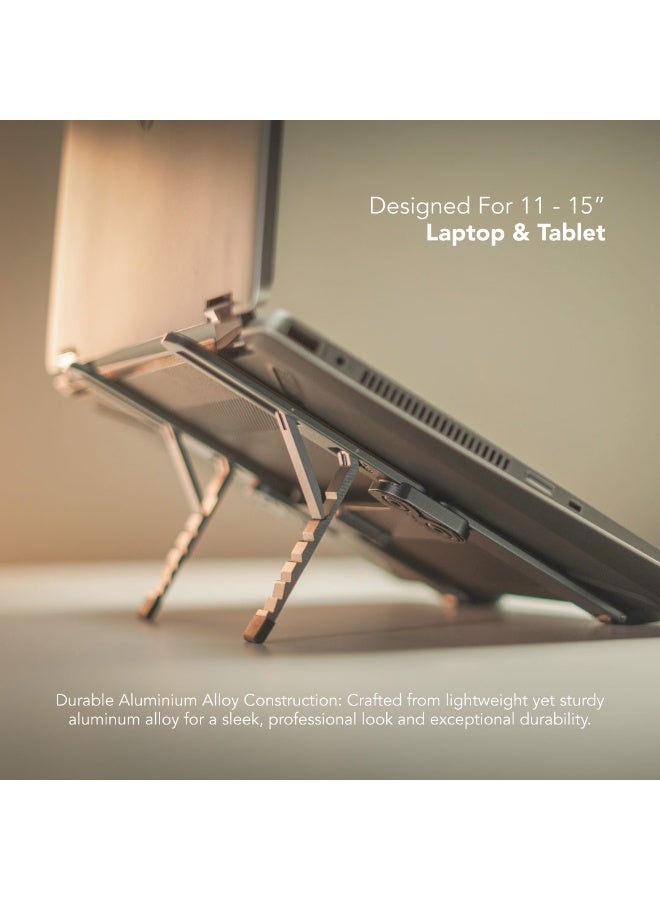 blupebble FlexiStand Foldable Aluminum Laptop Stand | Adjustable & Portable Ergonomic Riser for MacBook, Dell, HP, Lenovo & More | Heat Dissipation, Anti-Slip Design - Image 3