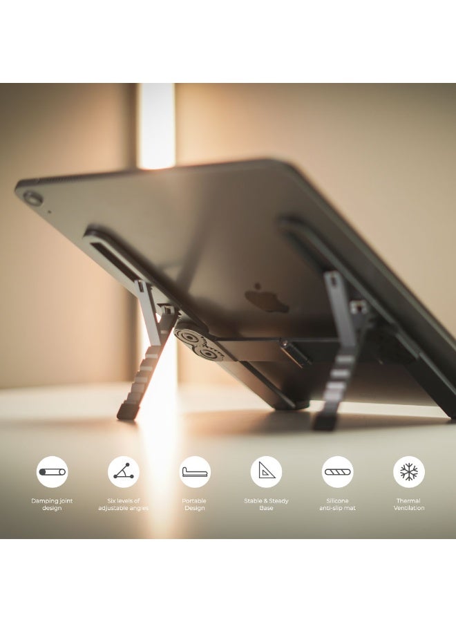 blupebble FlexiStand Foldable Aluminum Laptop Stand | Adjustable & Portable Ergonomic Riser for MacBook, Dell, HP, Lenovo & More | Heat Dissipation, Anti-Slip Design - Image 4