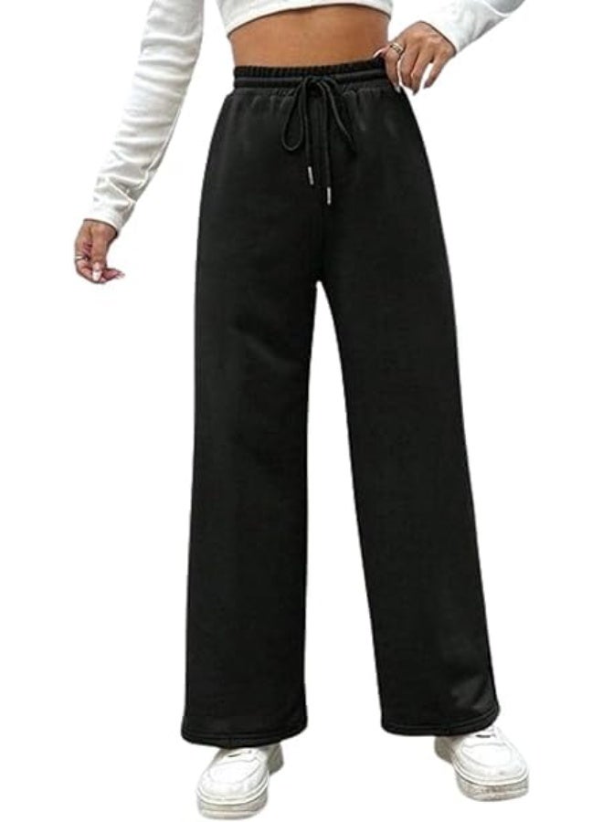 Hanady Women's high waist wide leg joggers, soft melton fabric, comfortable for home or sports, modern design - Image 4