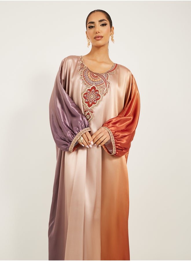 Maxim Creation Embroidered Detail Ombre Jalabiya  - Image 3