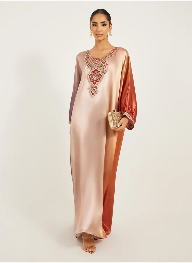 مكسيم كريشن Embroidered Detail Ombre Jalabiya